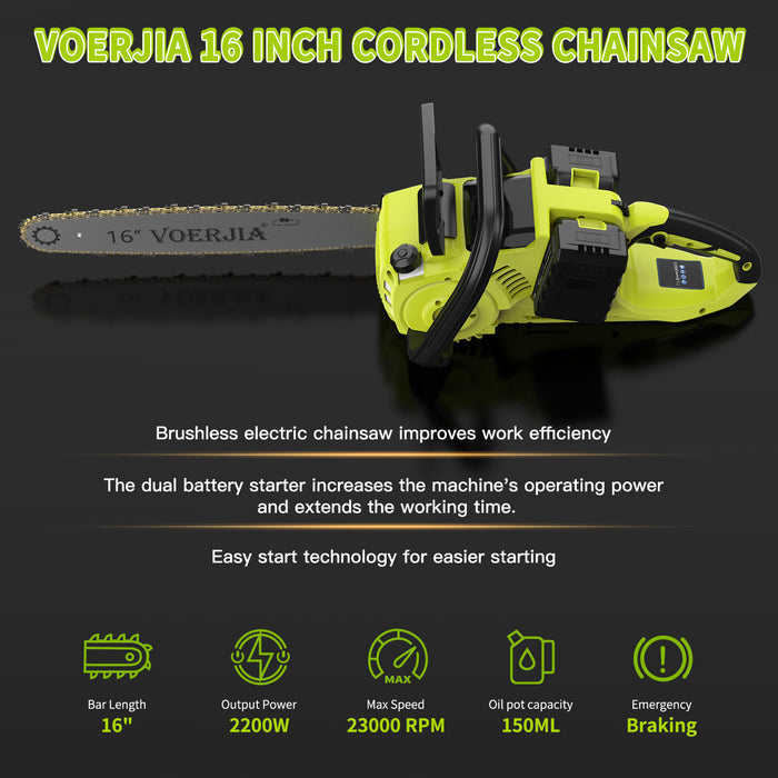 VOERJIA 16 Inch Brushless Cordless Chainsaw