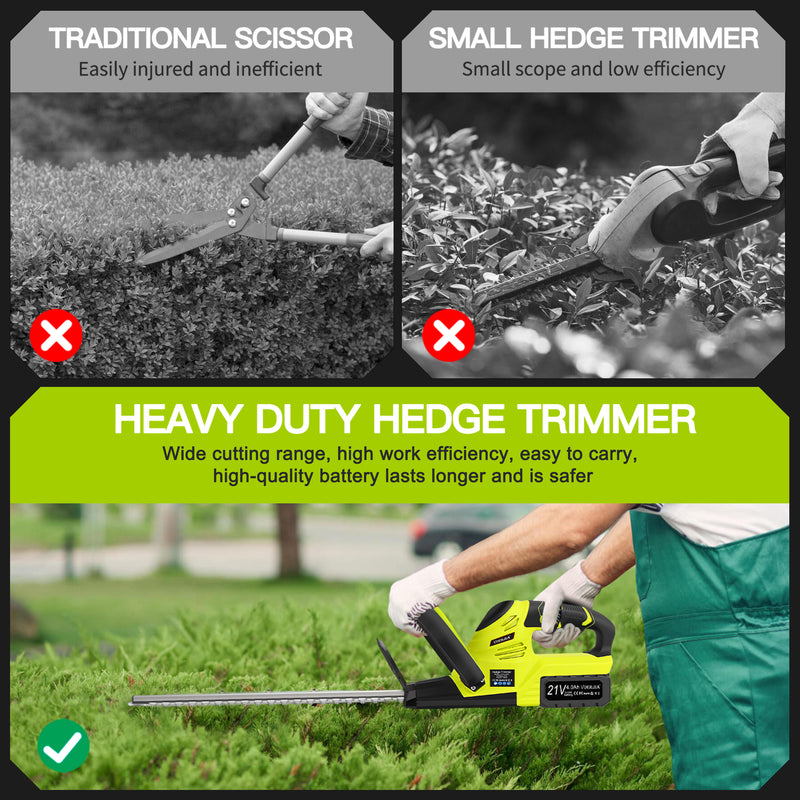 21V Heavy Duty Cordless Hedge Trimmer