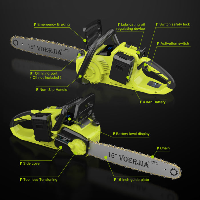 VOERJIA 16 Inch Brushless Cordless Chainsaw
