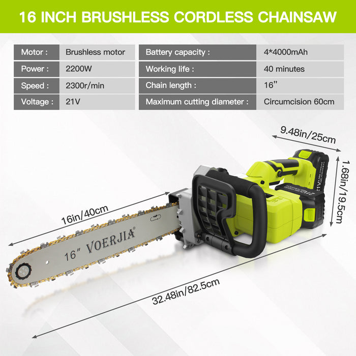 16 Inch Brushless Cordless Chainsaw