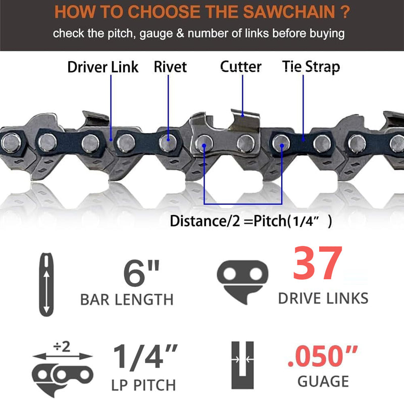 Chainsaw Chain for 6 Inch Bar（3 Pack）