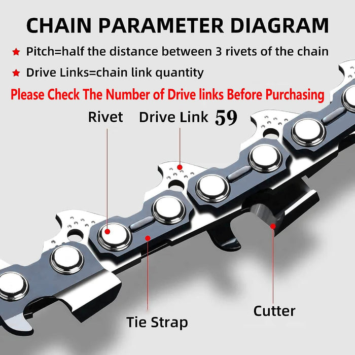 Chainsaw Chain for 16 Inch Bar（3 Pack）