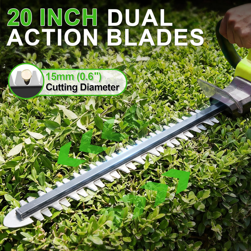 20” Cordless Hedge Trimmers 180° Rotating Handle