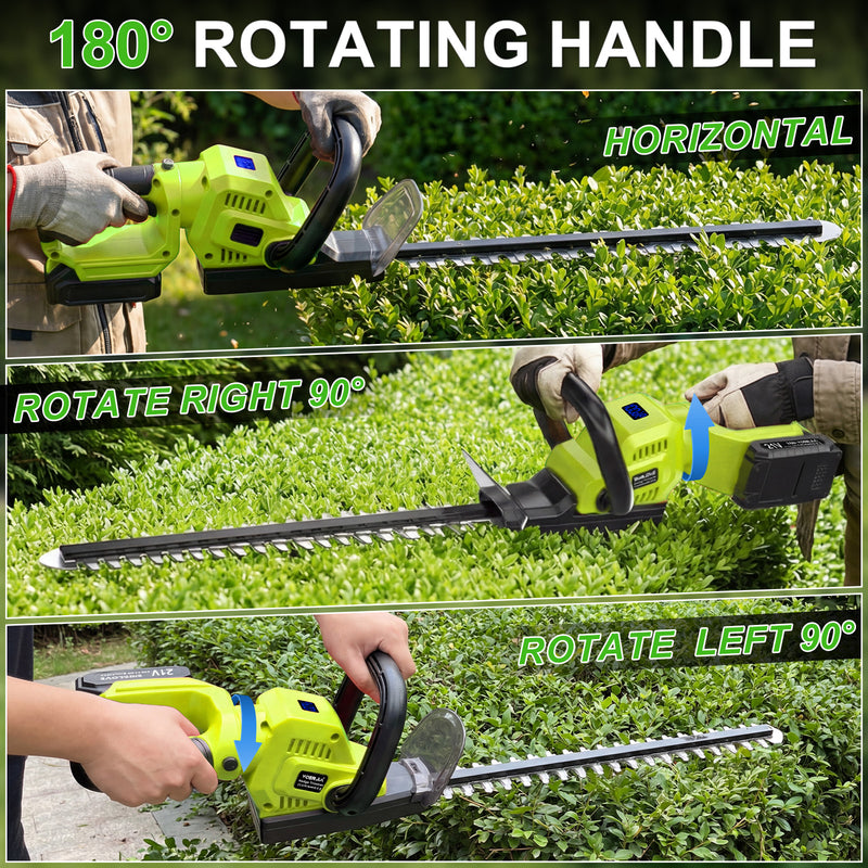20” Cordless Hedge Trimmers 180° Rotating Handle