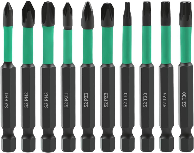 10pcs 70mm Phillips PoziDriv Torx Screwdriver Bit Set