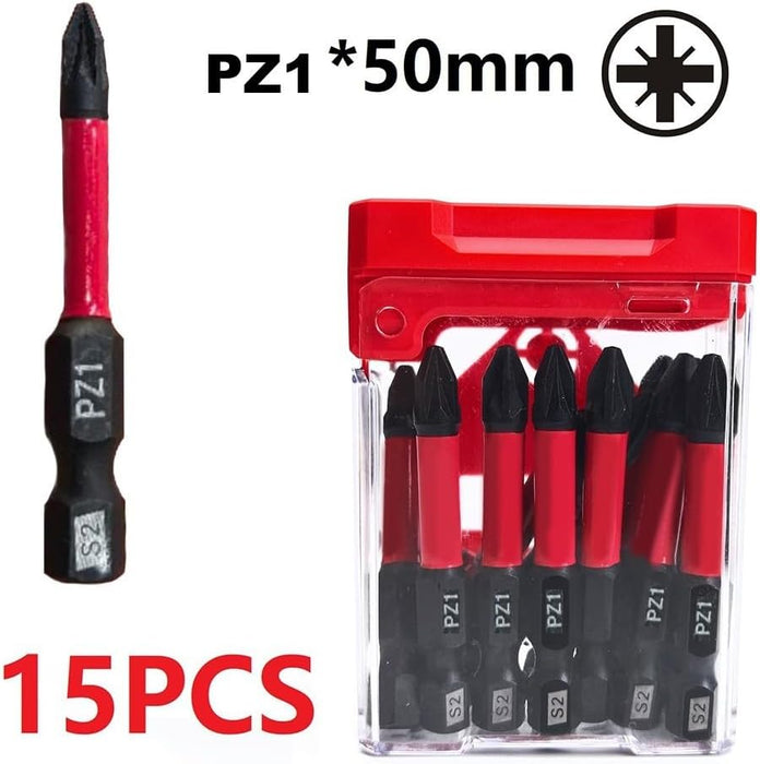 PZ50mm Single Head Screwdriver Bits Set（15 Pack）