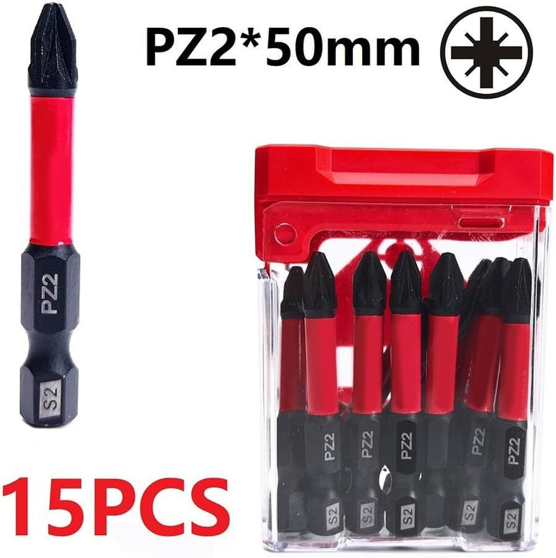 PZ50mm Single Head Screwdriver Bits Set（15 Pack）