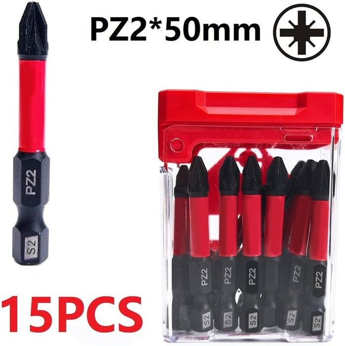 PZ50mm Single Head Screwdriver Bits Set（15 Pack）