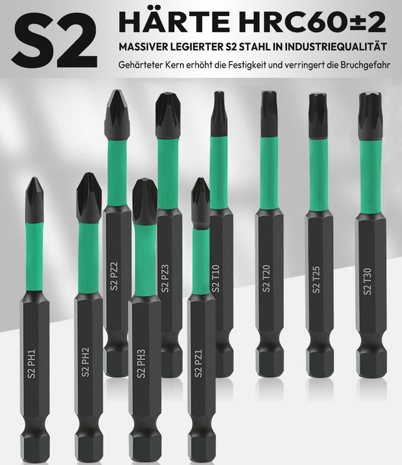 10pcs 70mm Phillips PoziDriv Torx Screwdriver Bit Set