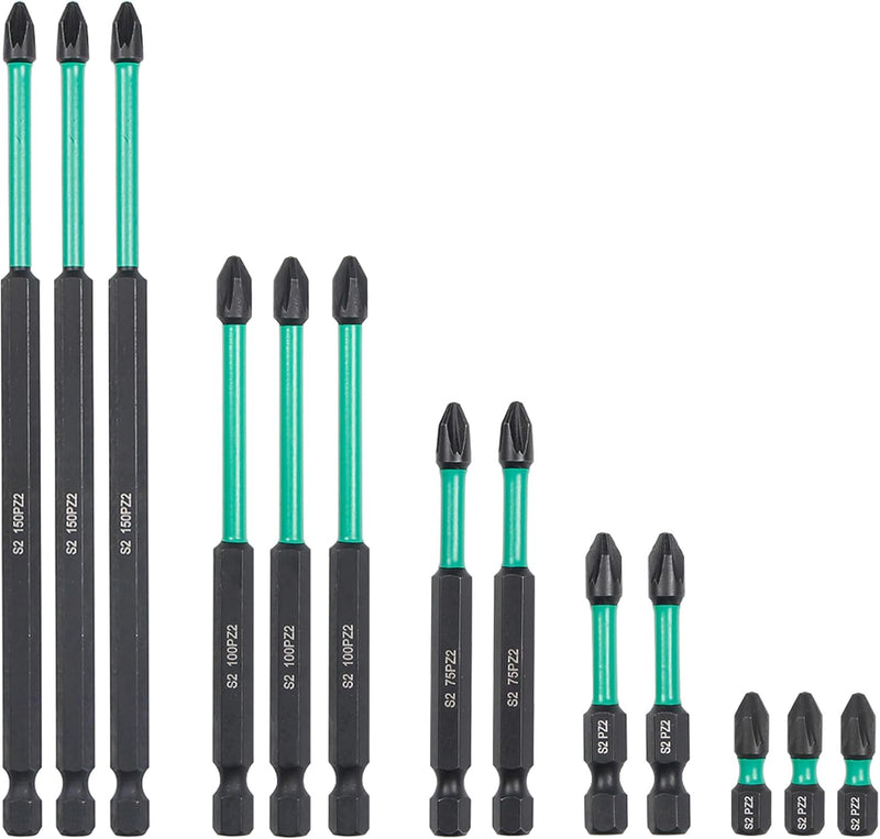 13Pcs PZ2 Magnetic Impact Driver Bits Set
