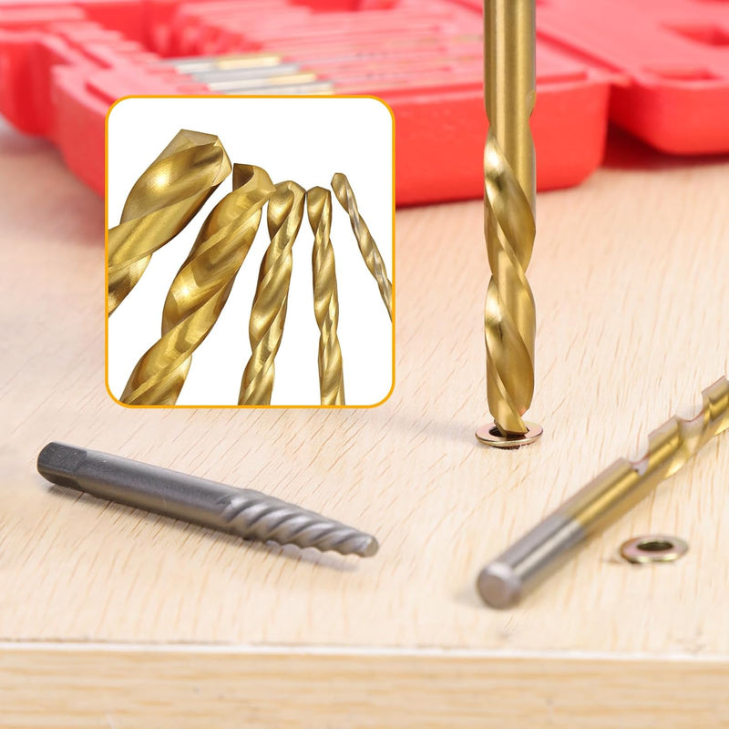 10PCS Screw Extractors with Left Hand Cobalt Drill Bits Set