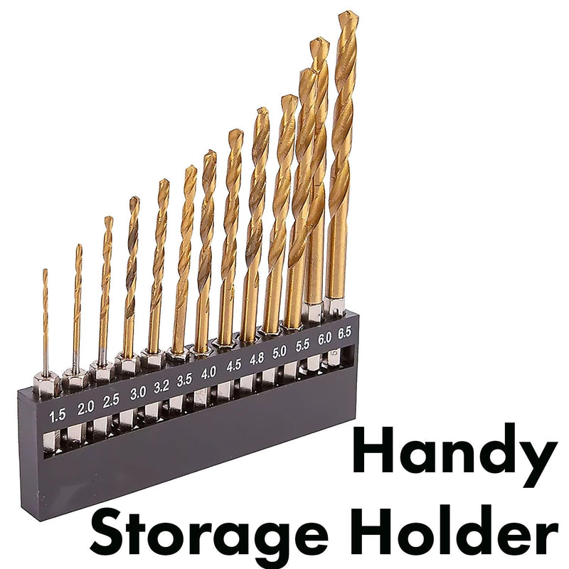 13Pcs Titanium Coated Drill Bit Set