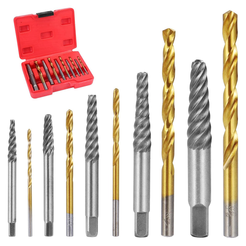 10PCS Screw Extractors with Left Hand Cobalt Drill Bits Set