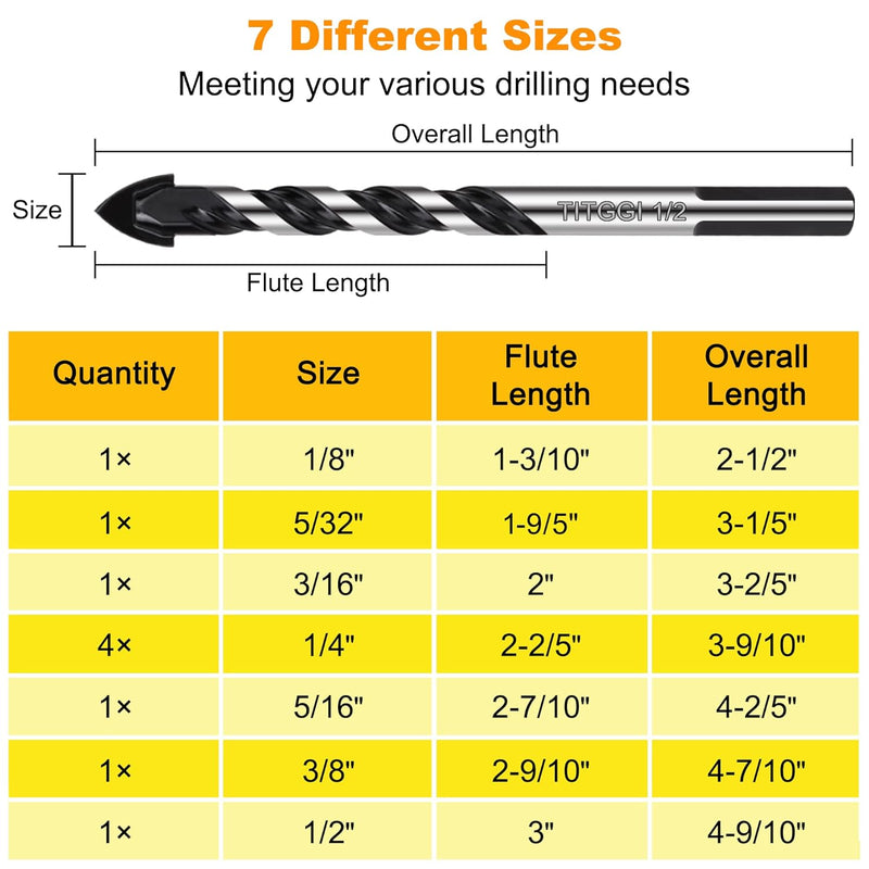 10PCS Tile Drill Bits Set