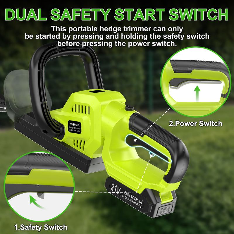 20” Cordless Hedge Trimmers 180° Rotating Handle