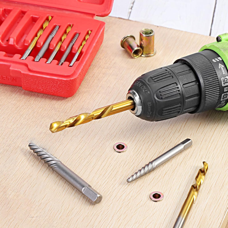 10PCS Screw Extractors with Left Hand Cobalt Drill Bits Set