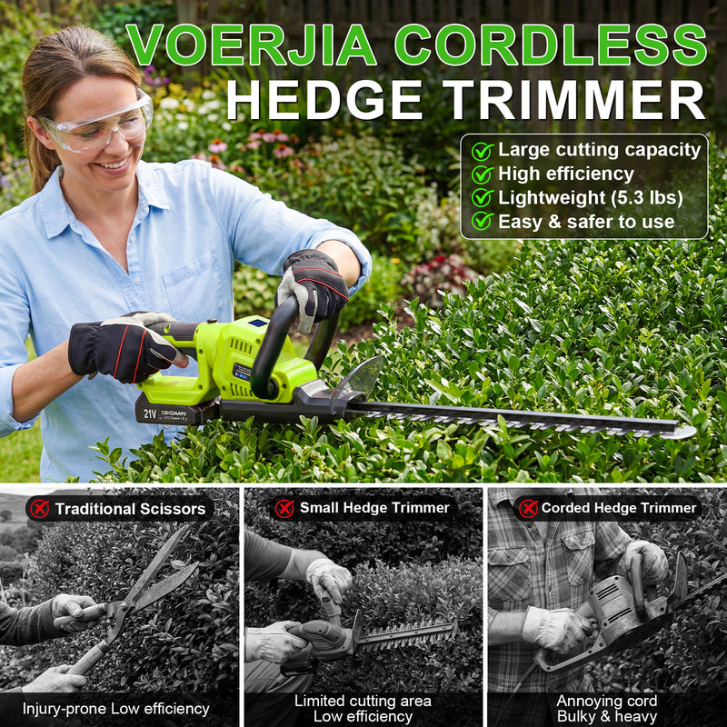 20” Cordless Hedge Trimmers 180° Rotating Handle